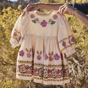 Apolina Kids Mya Dress in String 3-5 Years‎ Floral Embroidered Boho Girls